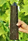 28cm Black Nuummite Crystal Quartz Healing Decor Stone Statue Obelisk Tower