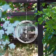Hanging Wind Spinner Outdoor Metal Decorations, Silver Wind Spinners for Yard an