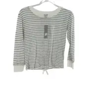 Splendid Girls Size 10 Light Heathered Gray White Striped Open Back Shirt Top