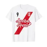 男式棉質 T 恤復古 ARRIBA PERU 足球球衣 9 PERUVIAN FUTBOL T 恤 4XL, 5XL,