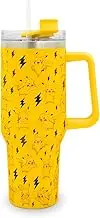 Pokemon Pikachu 40oz / 1200 ML Tumbler with Straw & Lid | Leak & Spill Proof Travel Mug | Stainless Steel Vacuum Insulated Water Bottle with Handle Keeps Cold for 17Hrs or Hot for 5Hrs