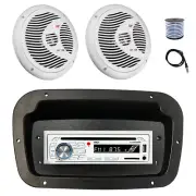 Pyle Marine CD Radio,Adapter,Spa Bezel, Antenna,Wire, 2x 8'' 180W White Speakers