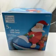 Gemmy Christmas 5 ft Santa & Deer on Jet Ski Water Sleigh Airblown Inflatable