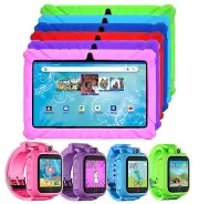 Contixo V8 7" Kids Tablet with Disney Story eBooks & KW1 Smart Watch Camera