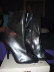 Demonia Pleaser Pointed Toe Zip up Latex Rubber Ankle Boots Reg $200 See Descrip