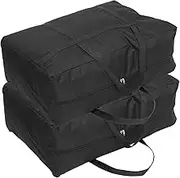 2pcs Heavy Duty Large Capacity Waterproof Storage Bag Handles and Travel Zipper 75x48x28cm Black Oxford Cloth for Travel Moving Camping Gardening