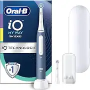Oral-B iO My Way Electric Toothbrush from 10 Years, 4 Cleaning Modes for Dental Care, Extra Replacement Brush Head for Braces, 1 Travel Case, Designed by Braun, Ocean Blue