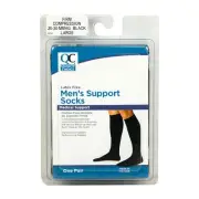 QC Men's Support Socks, Closed Toe, 20-30mmHg (Size: L) Black