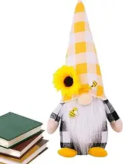Gnomes Plush - Sunflower Plush,Spring Bee Decor, Plush Tomte Bee Day Decor, Swedish Dwarf Bee for Farmhouse Table Shelf Tiered Tray