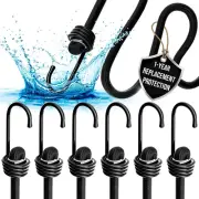 Extra Long Bungee Cords with Hooks - Large Heavy Duty Outdoor Black Bungie Strap
