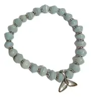 Acacia Creations Fair Recycled Paper Beads Whale Tail Charm Sky Blue Bracelet