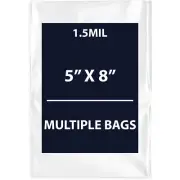 1.5Mil 5" X 8" | LDPE Clear Flat Poly Bags, Flexible & Durable | Multiple Bags