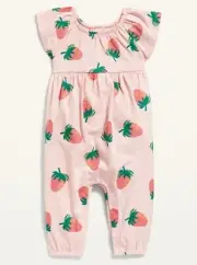 Old Navy Baby Berry Flutter-Sleeve Jersey Jumper Romper Size 0-3 Months