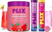 PLIX - THE PLANT FIX Youthful Glow Combo - Collagen Builder 200g Powder Hyaluronic Acid and Skin Glow Glutathione 15 Effervescent Tablets Supports Skin Elasticity Firmness