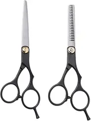 2pcs Hairdressing Scissors Barber Clippers Barber Shears Hair Styling Tools Teeth Scissors Hair Salon Cutter Haircut Scissors Black