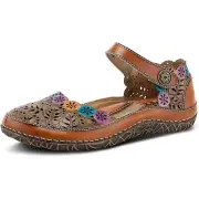 L’Artiste by Spring Step Kysandra-Fleur Mary Jane Shoe - Tan Multi, 35M NEW