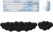 Keyboard and Wrist Rest Pad Set of 2, Geecol Cloud Soft Palm Rest PU Leather Memory Foam Soft Keyboard Rest for Wrist Support and Arm Rest, Desk Wrist Pad for PC Gaming/Hand Cushion/Computer/Office