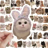 在飛比找蝦皮購物優惠-素色60張可愛小貓咪貼紙動物寫實貓貓裝飾貼diy手賬網紅高顏