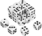 uxcell 20Pcs 6 Sided Colored Standard Dice, Acrylic D6 Mini Polyhedral Pearl Pattern Game Dice Set for Table Games or Math Learning, White/Black Point