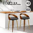 Artiss 2x Bar Stools Swivel Counter Stool Leather Kitchen Dining Chairs Wooden