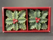 Vintage Crate and Barrel Floating HOLLY CANDLES, 2 Candles with Box