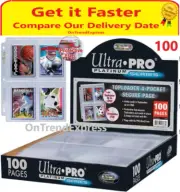 100 x ULTRA PRO 4 Pocket Toploader Pages with Secure Flap Platinum Series