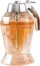 Honey Dispenser No Drip No Drip Honey Dispenser, Clear Honey Jar Push Type Design - Drip- Honey Bottle, Syrup Dispenser with Top Lid Dishwasher Safe for Coconut Oil, Condiment