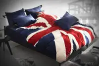 在飛比找Yahoo!奇摩拍賣優惠-【 輕工業家具 】英國國旗天鵝絨布床包四件套組-英倫絨毛毯紅