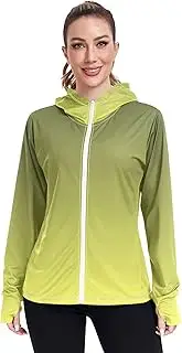 [GAIGEO] Womens Rash Guard Hiking UV Protection Sun Shirts Long Sleeve Tops UPF 50+ Army Green Yellow Gradient S, Army Green Yellow Gradient, Medium