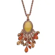 Fashion 1928 Jewelry Copper-Tone Oval Fram Mother Of Pearl Multicolor Faceted Acrylic Beads Cluster Adjustable 16 Inch Necklace With 3 Extension