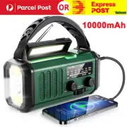 10000mAh Emergency Solar Hand Crank Weather Radio Power Bank Charger Flash Light