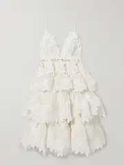 [Zimmermann] Zimmermann - Crush Tiered Ruffled Lace-trimmed Linen And Silk-blend Mini Dress - Ivory - 1 1 Ivory