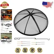 24-Inch Heavy-Duty Fire Pit Spark Screen with Foldable Hook & Marshmallow Sticks
