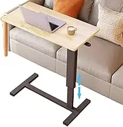 Ergonomic Mobile Laptop Desk, Height-Adjustable Standing Desk, Rolling Desk for Couch, Rolling Desk with Hidden Wheels, for Home Office School(Wood Black)