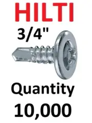 10,000 HILTI Lathing Screws 8 x 3/4" PTH SD LATH Zinc 87145 Phillips Self Tap