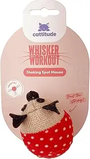 Cattitude Cat Toy Whisker Workout Shaking Spot Mouse, 7cm Height, Red - Vibration for Interactive Play, Textured Fabric, Active Play