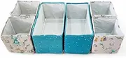 6 Pack Organizers, Drawer Dividers Storage Bins, Foldable Drawer Organizers for Clothing, Cloth Clothes Drawer Organizer for Underwear,Folded Clothes,Baby Clothing,Socks,Bra,Towels,Ties (Blue 6 Pcs)