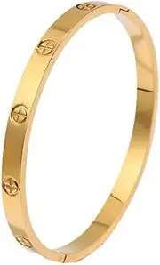 [Generic] Friendship Bracelet Love Bangle for Women Gold Plated Titanium Steel Cuff Bangle Trendy Simple Jewelry