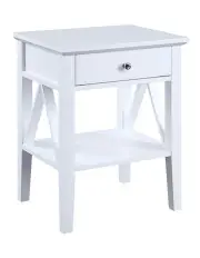 Greta Bedside Table with Drawer in White