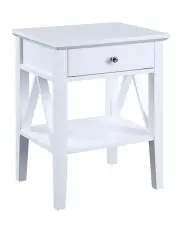 [Sarantino] Greta Bedside Table with Drawer in White