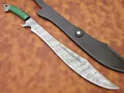 25" CUSTOM Handmade Damascus Steel Hunting Machete With Lather Sheath