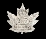 35th Canadian Infantry Cap Badge Hallmarked Silver