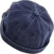 [Baluue] Unisex Washed Cotton Skull Hat Stylish Brimless Hat Comfortable Hip Hop Cap Retro Rolled Cuff for Couples