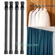 4Pack Adjustable Black Spring Tension Curtain Rod Expandable Poles for Wardrobe