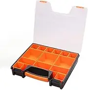 14 Compartments Parts Storage Box, Plastic Crafts Organizer Bin Carry Case, 3-Different Size Removable Cup Compartment (14 Compartments Box)