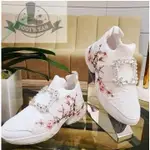 限時特惠 ROGER VIVIER VIV RUN FLOWER桃花印花 白色網眼方扣 厚底鞋RV