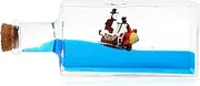LETINE Unsinkable Thousand Sunny Pirate Ship in a Bottle - Thousand Sunny Drift Bottle Liquid Wave Pirate Ship Decor, Unsinkable Boat in a Box is Suitable for Desk Decor Display Cases and Gifts.
