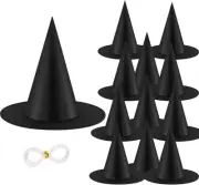 12PCS Halloween Witch Hats Witch Costume Accessory, Black Witch Hat for Hallowee
