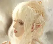 Anime artwork fantasy art blonde pointy ears face Playmat Gaming Mat Desk