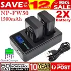 2x NP-FW50 Battery +LCD Dual Charger for Sony Alpha A7 A7R A7S A6000 A6300 A6500